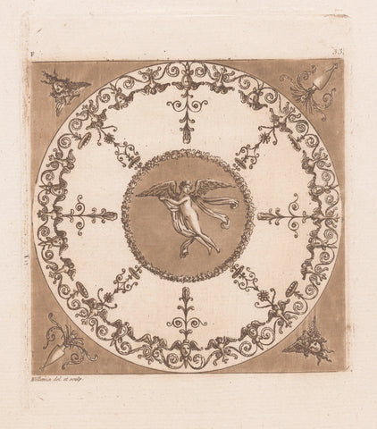 Circular filling with angel, Nicolas Xavier Willemin, 1775 - 1797 Canvas Print