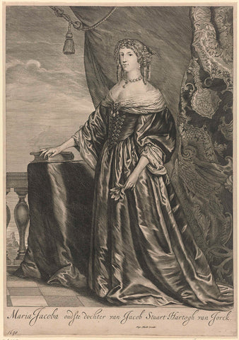 Portrait of Maria II Stuart, Cornelis Visscher (II), 1677-1684 Canvas Print