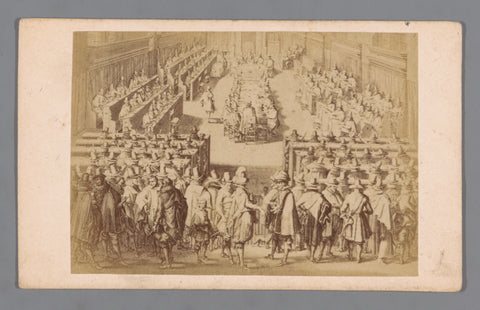 Photo reproduction of an engraving of the Synod of Dordrecht in 1618 and 1619, anonymous, 1850 - 1900 Canvas Print