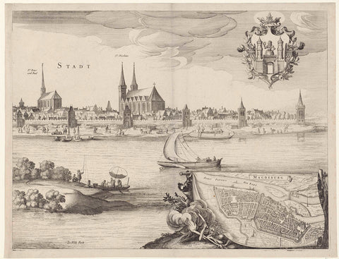 View of Magdeburg, right sheet, Jan van de Velde (II), 1688 - 1727 Canvas Print