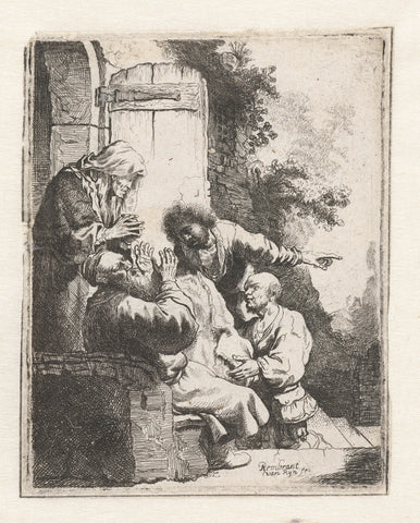 Joseph's coat brought to Jacob, anonymous, after 1633 Canvas Print