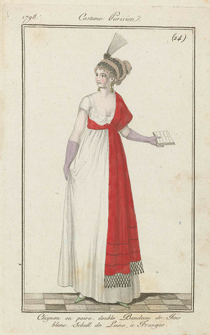 Journal des Dames et des Modes, Costume Parisien, 25 February 1798, (24): Chignon en poire..., anonymous, 1798 Canvas Print