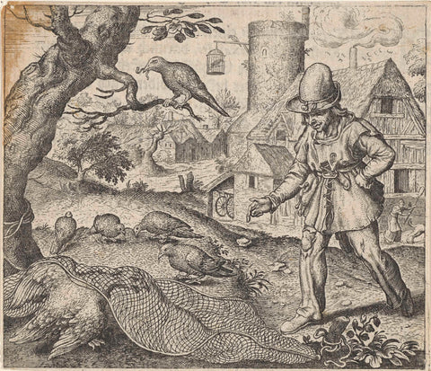 Fable of the harrier and the cuckoo, Aegidius Sadeler, 1608 Canvas Print