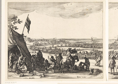 Exodus of the Spanish garrison from Hulst (sheet a), 1645, Claes Jansz. Visscher (II) (workshop or), 1645 Canvas Print