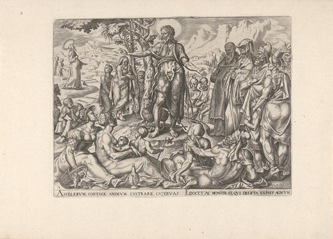 John the Baptist preaches for a group of people, Philips Galle, 1564 Canvas Print