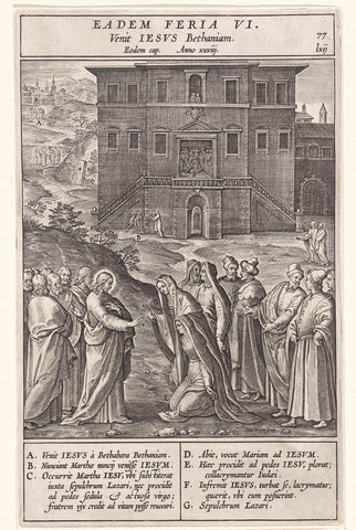 Arrival of Christ in Bethany, Johannes Wierix, 1593 Canvas Print