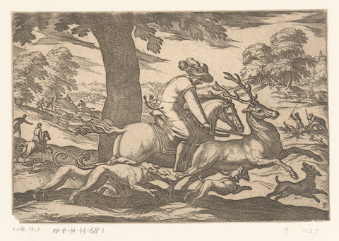 Hunt for deer, Antonio Tempesta, 1595 Canvas Print