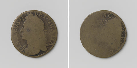 Emergency coin of a half crown of siege of James II, King of England, from February 1689, anonymous, 1689 Canvas Print