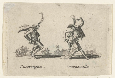 Two street artists such as Cucorongna and Pernoualla, Jacques Callot, 1622 - 1670 Canvas Print