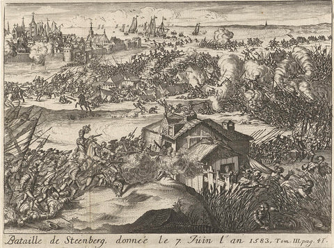 Battle of Steenberg, given on the 7th. June the year 1583, Lamberecht Caused, 1670 - 1699 Canvas Print