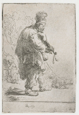 The blind fiddler, Rembrandt van Rijn, 1631 Canvas Print