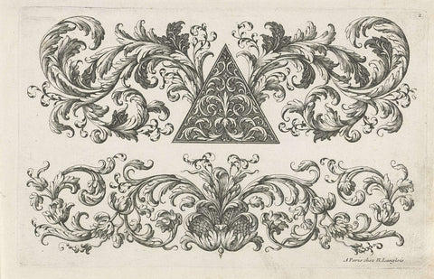 Two friezes with leaf vines, Paul Androuet Ducerceau, c. 1670 - c. 1685 Canvas Print