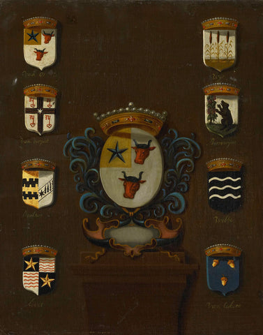 Coat of Arms of Sara van Os, Wife of Jan van Reyersbergh with its eight quarterings, anonymous, 1650 - 1699 Canvas Print