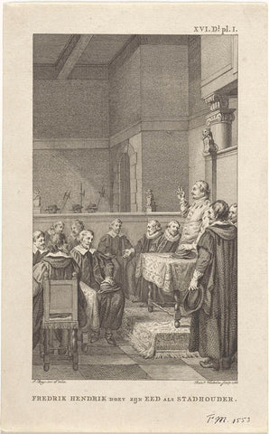 Frederik Hendrik takes the oath as stadholder, 1625, Reinier Vinkeles (I), 1786 Canvas Print