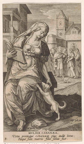 Canaanite woman, Adriaen Collaert, 1595 - 1599 Canvas Print