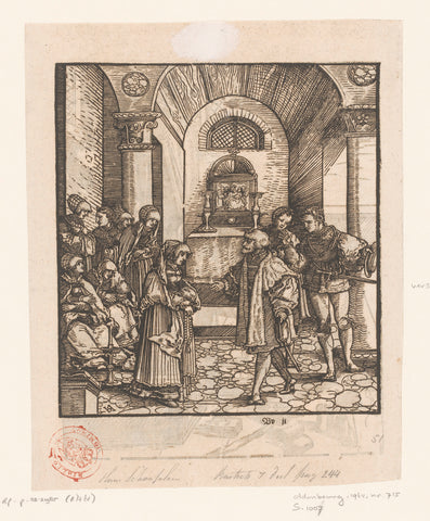 Ladies and gentlemen in a chapel, anonymous, Hans Schäufelein, 1541 Canvas Print