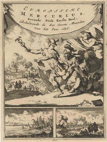 Mercury haunted by Mars and Fame, Jan Luyken, 1696 Canvas Print