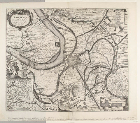 Map of the conquest of Rijnberg, 1633, Claes Jansz. Visscher (II), 1647 - 1649 Canvas Print