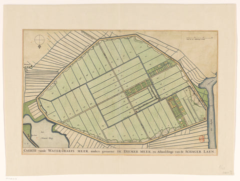 Kaart van de Diemermeerpolder, anonymous, in or after 1629 Canvas Print