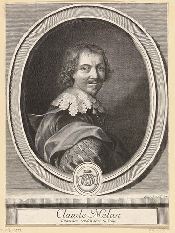 Portrait of Claude Mellan, Gerard Edelinck, 1666-1707 Canvas Print