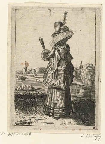 Elegant lady at lizard, Adriaen Matham (possibly), 1619 - 1652 Canvas Print