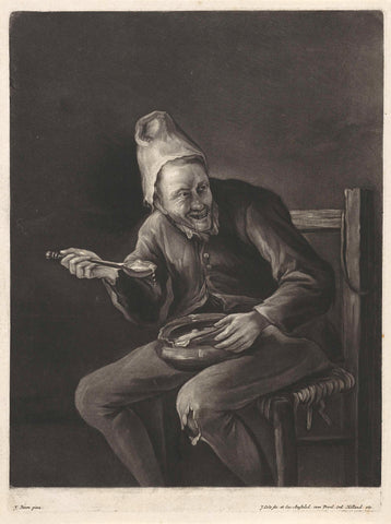 De Smaak: etende man, Jacob Gole, 1670 - 1724 Canvas Print