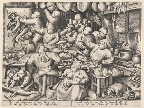 Fat kitchen, Pieter van der Heyden, 1563 Canvas Print