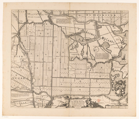 Map of the Schermer after completion of the diking and raffle of the lots, 1635, Claes Jansz. Visscher (II), 1662 Canvas Print