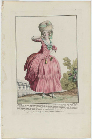 Gallerie des Modes et Costumes Français, 1778, N 77 : Jeune Dame de Lyon (...), Etienne Claude Voysard, c. 1778 Canvas Print