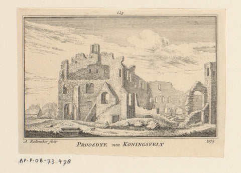 View of the ruined proosdij of the monastery Koningsveld, 1573, Abraham Rademaker, 1727 - 1733 Canvas Print