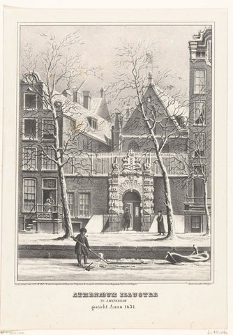 Gate of the Athenaeum Illustre on the Oudezijds Voorburgwal, founded in 1631, J.H.L. v. K., 1800 - 1899 Canvas Print