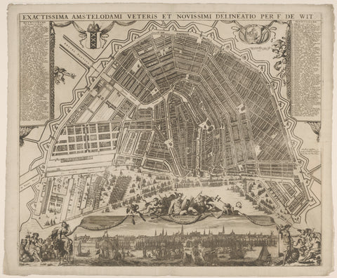 Map of Amsterdam, anonymous, 1682 - c. 1710 Canvas Print