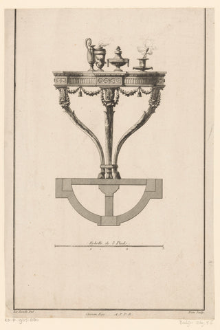 Semicircular table, Augustin Foin, 1784 - 1785 Canvas Print