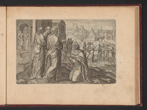 Christ heals the bleeding woman, Philips Galle (workshop of), 1573 Canvas Print