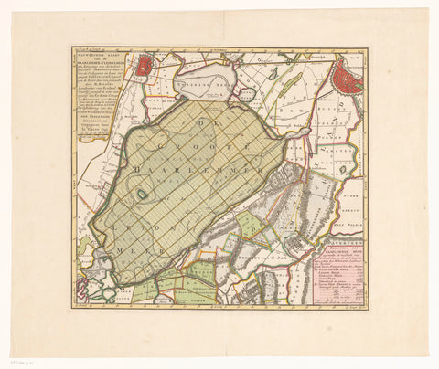 Map of the Haarlemmermeer and surrounding areas, anonymous, 1745 - c. 1769 Canvas Print