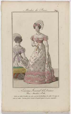 Nouveau Journal des Dames, 1821, Pl. 14 : Robe en tulle brodée en soi (...), August Delvaux, 1821 Canvas Print