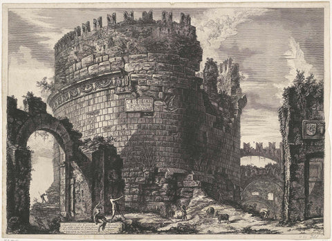 Tomb of Caecilia Metella in Rome, Giovanni Battista Piranesi, 1748 - 1778 Canvas Print