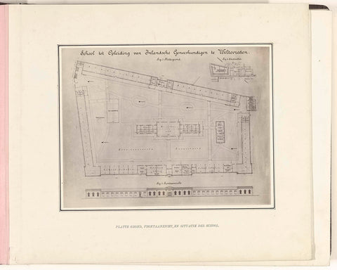 Flat ground, front view, and situation of the school, Tan Tjie Lan (attributed to), c. 1902 Canvas Print