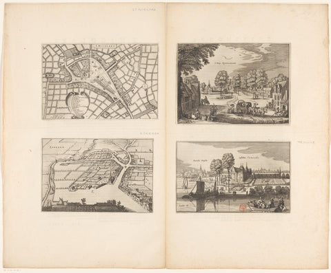 Map of Sint-Niklaas and views of Rupelmonde, the Castle of Temse and Lokeren, anonymous, 1652 Canvas Print