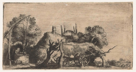 Landscape with a Well and a Wagon, Nicolaes Anthoni Flinck (attributed to), 1659 - 1673 Canvas Print