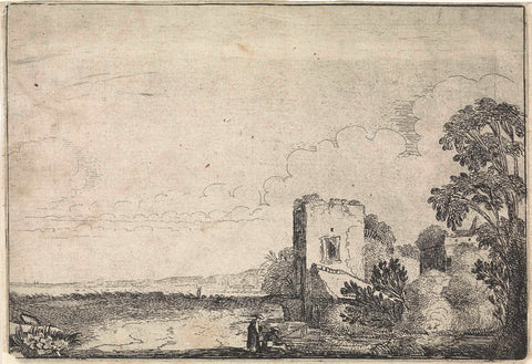 Tower in a Landscape, Jan van de Velde (II), 1616 Canvas Print