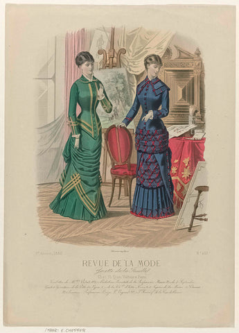 Revue de la Mode, Gazette de la Famille, Sunday, November 14, 1880, 9th year, No. 463: Toilets of M.elles Vidal (...), E. Cheffer, 1880 Canvas Print