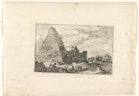 Pyramid of Gaius Cestius, Willem van Nieulandt (II), 1594 - 1685 Canvas Print