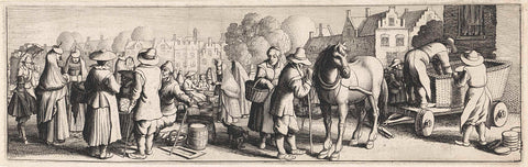 Market Scene with Horse and Carriage, Jan van de Velde (II), 1603 - 1633 Canvas Print