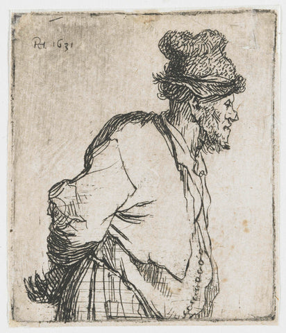 Peasant with his Hands behind his Back, Rembrandt van Rijn, 1629 Canvas Print