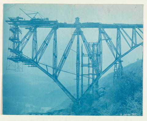 Construction of the Viaur Viaduct in France by the Societé de Construction des Battignolles, 18 January 1902, anonymous, 1902 Canvas Print