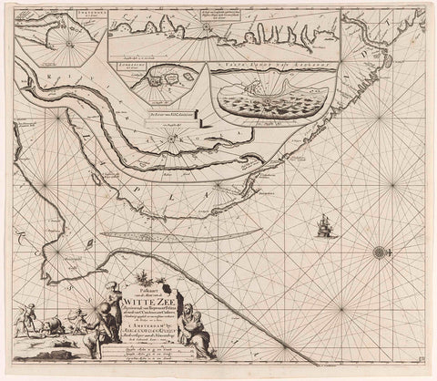 Pass map of a part of the coast of Kola in Russia, Jan Luyken, 1681 - 1799 Canvas Print