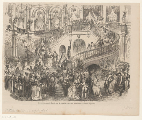 Hôtel de ville at the ball in honour of Queen Victoria, 1855, Jules Worms, 1855 Canvas Print