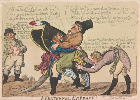 Napoleon squeezes out the Dutchman, 1803, Isaac Cruikshank (possibly), 1803 Canvas Print