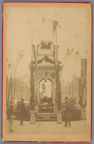 Decorated arch on the Thorbeckeplein in Amsterdam during the April Festivities of 1887, Pieter Oosterhuis, 1887 Canvas Print